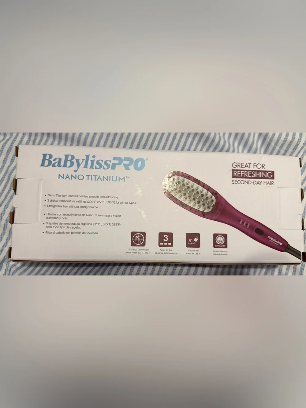 BaByliss Limited Edition Nano Titanium Compact Thermal Paddle Brush - Pink